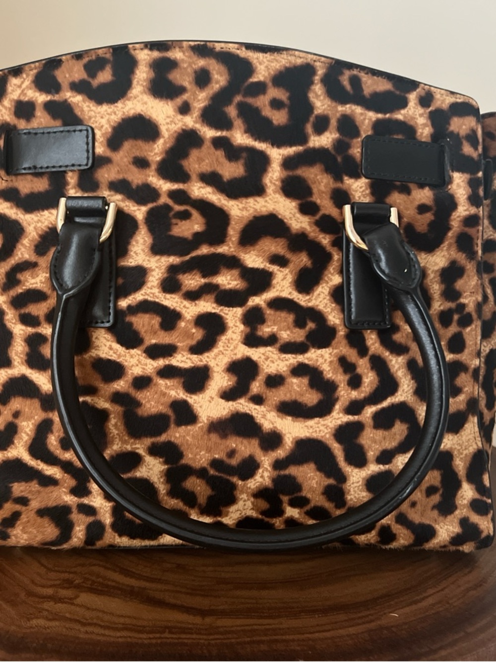 Michael Kors Leopard-Print Satchel with Black Trim - Picture 4 of 8